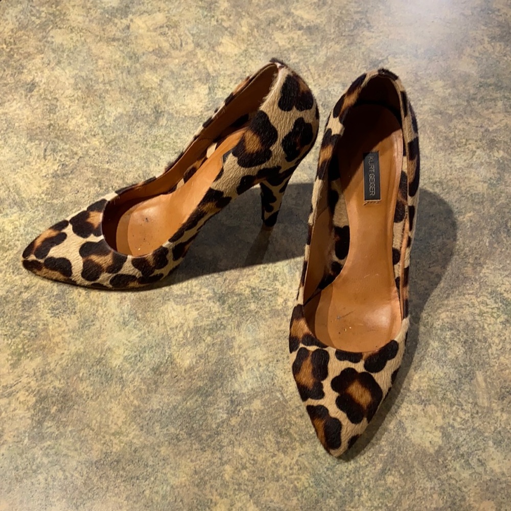 Kurt Geiger pony hair leopard heels